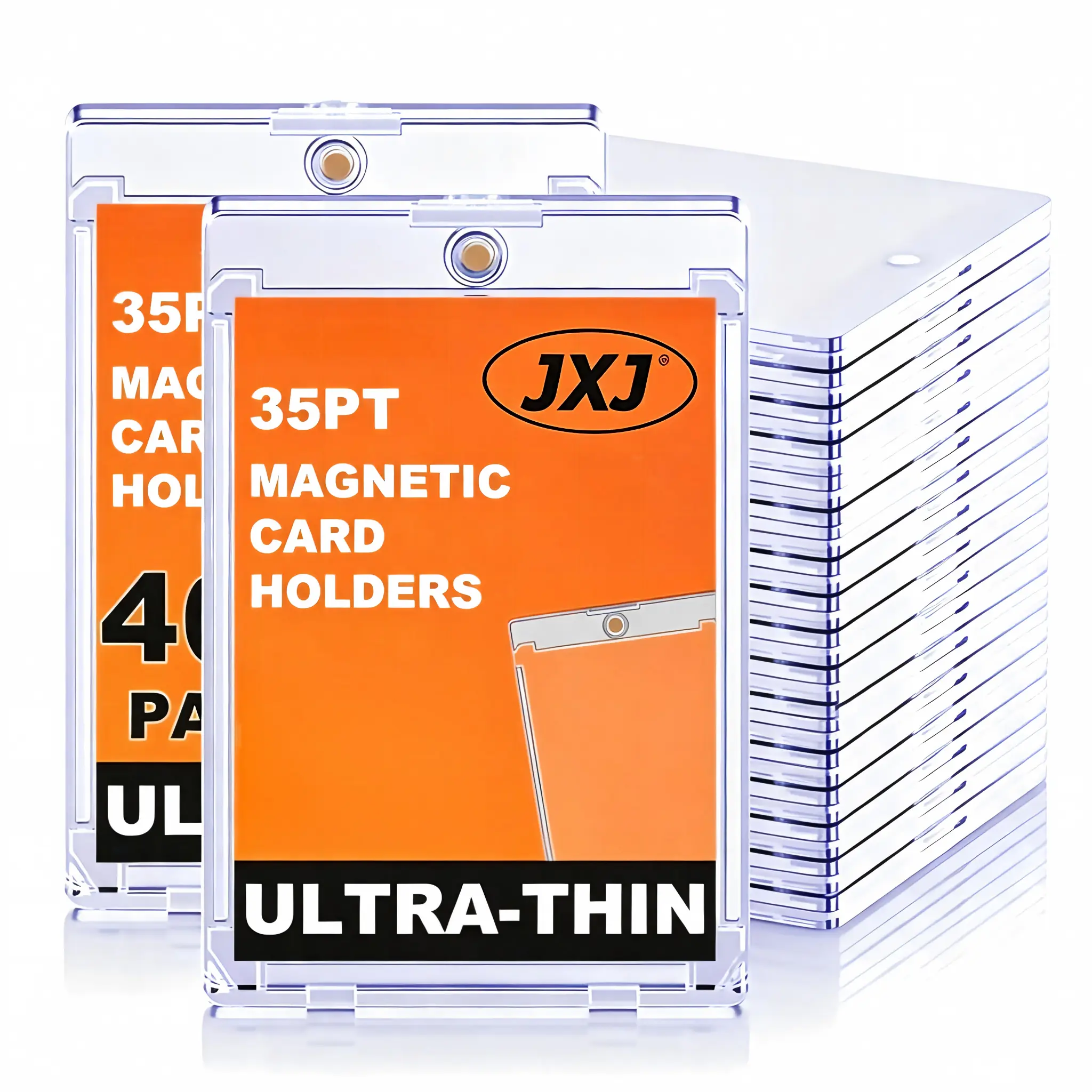 400/200/100/50/25/10pcs Magnetic Card Holders,35pt One Touch Card Holder,U-V Protection Hard Plastic Case for Trading Cards, Display Case for Sports,Baseball,Football,Game Cards,Ultra Thin