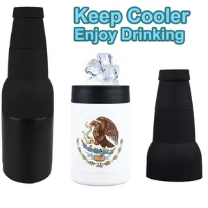 3-in-1 Bottle Cooler, Can Cooler, Beer Keeper Bottle, Beer Coozies for Bottles and Cans with Bottle Opener, 12oz Slim Can Beer Bottle Insulators Holder, Double Wall Stainless Steel Insulated Can Cooler for Cans & Beer Bottle