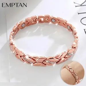 EMPTAN Women's Leaf Bracelet, Magnetic Stylish Leaf Bracelet with Diamonds for Women, Crystal Valentine's Day Jewelry Gift, Fashion Accessories