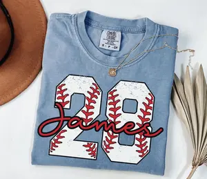 [Custom] Baseball Number Shirt, Comfort Colors Baseball Tee, Personalized Baseball Player Shirt, Baseball Fan Gift, Sports Mom tee, Game Day