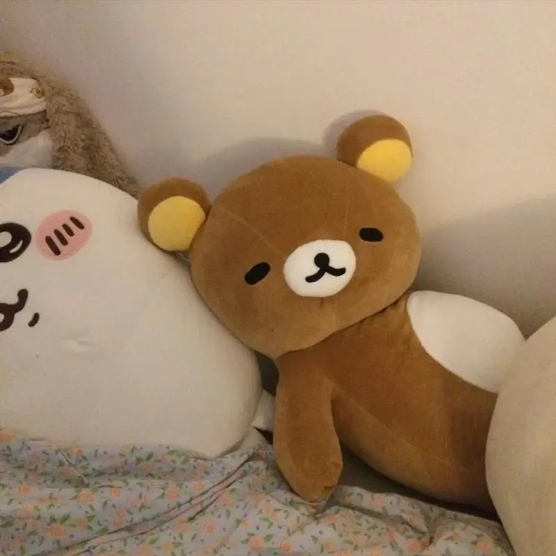 55cm Rilakkuma Plush Pillow Cute Animal Bear Stuffed Doll Kuma Plushies Cushion Kawaii Room Deocr Toys Car Backrest Gift for Kids