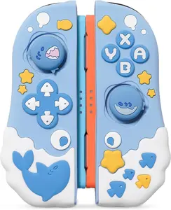 GeekShare Protective Case Compatible with Joy Con of Switch 2 Controllers,Silicone Switch Controller Skin, Anti-Slip Protective Case for Switch 2 (2025) with 2 Thumb Grips - Shark Party