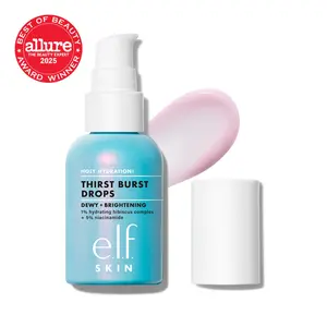 e.l.f. Holy Hydration! Thirst Burst Drops Dewy Brightening Face Serum with Hyaluronic Acid & 5% Niacinamide for Oily, Dry & Combination Skin e.l.f. Holy Hydration! Thirst Burst Drops Dewy Brightening Face Serum with Hyaluronic Acid & 5% Niacinamide for Oily, Dry & Combination Skin