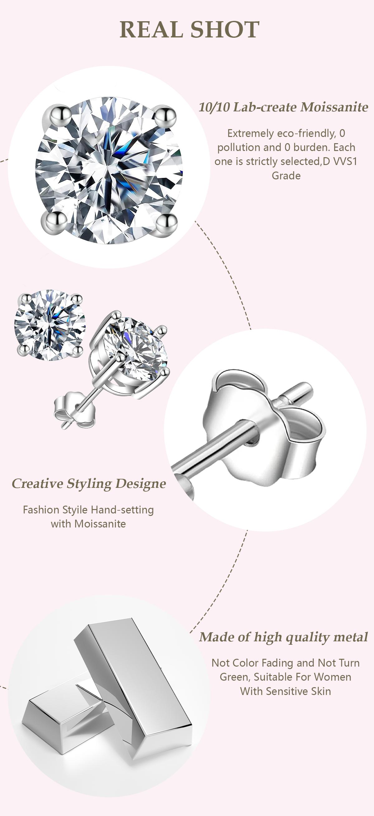 S925 Round Synthetic Moissanite Stud Earrings Daily Costume Jewelry Accessories Perfect Birthday Wedding Anniversary Valentine Festive Gifts for Women Girls S925 Round Synthetic Moissanite Stud Earrings Daily Costume Jewelry Accessories Perfect Birthday Wedding Anniversary Valentine Festive Gifts for Women Girls
