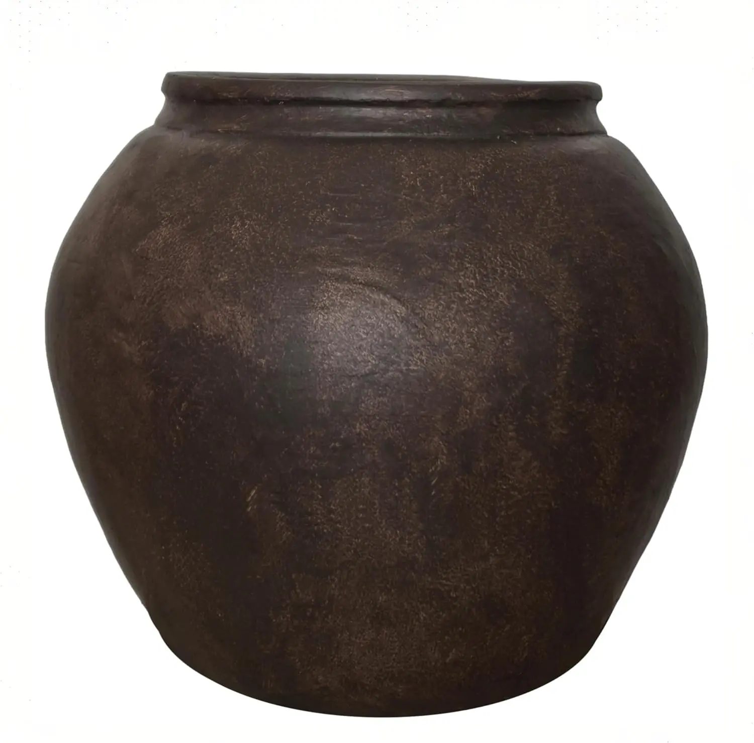 12"H x 14"Dia Handcrafted Lightweight Fiberstone Vintage Flower Pot with Drainage Hole, Indoor-Outdoor Large Planter for Home Patio, Office, Ideal for Artificial Trees/Plants, Room Decor, Flower Pots, Round