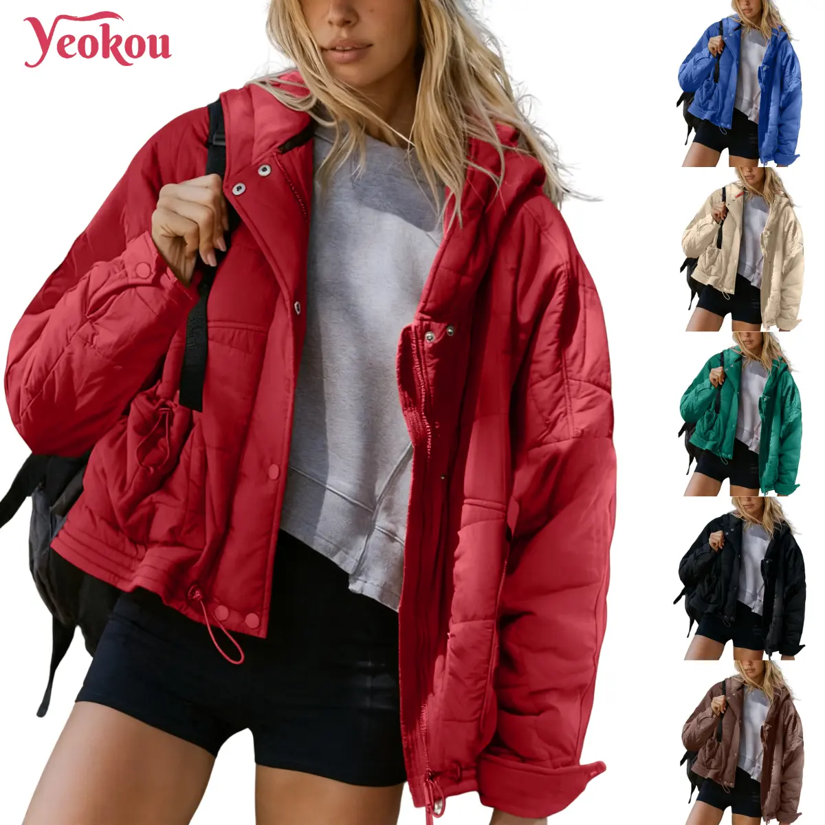 Yeokou Women's Minimalist Basic Longsleeves Oversized Puffer Coat - Casual Streetwear Essential