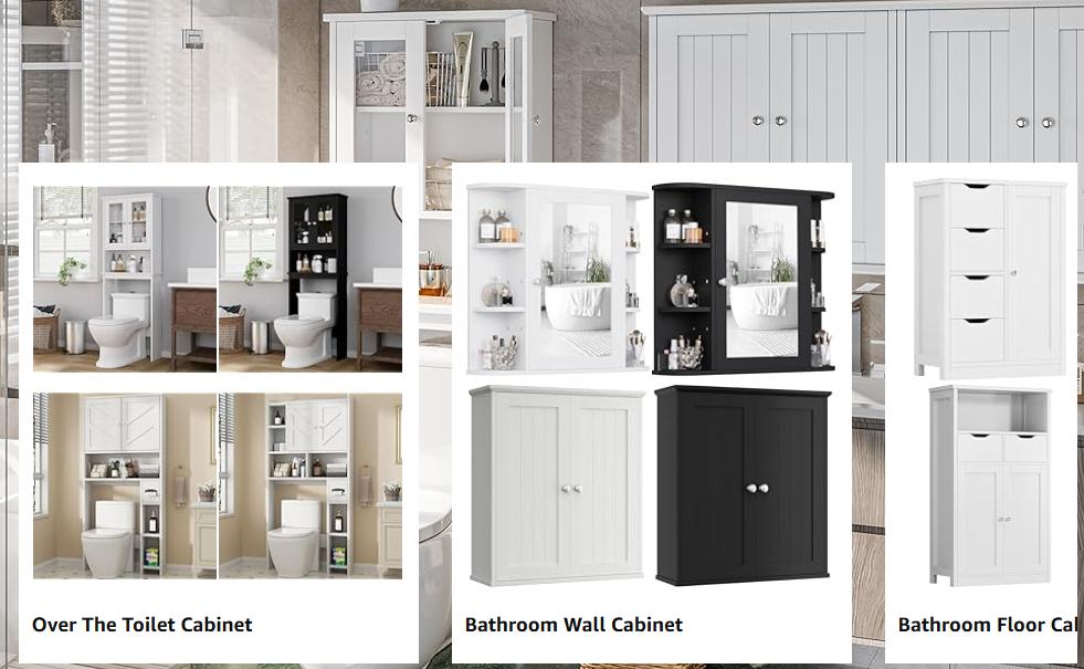 Walsunny Over Toilet Storage Cabinet, Bathroom Shelf Organizer Over Toilet, Washing Machine Box, Space Saver with Adjustable Decorative Racks, White