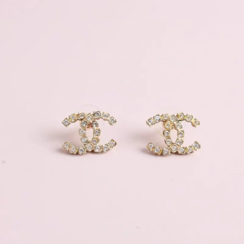 Pre-owned Chanel 22V Gold Resin Crystal Stud Earrings 0527GIA
