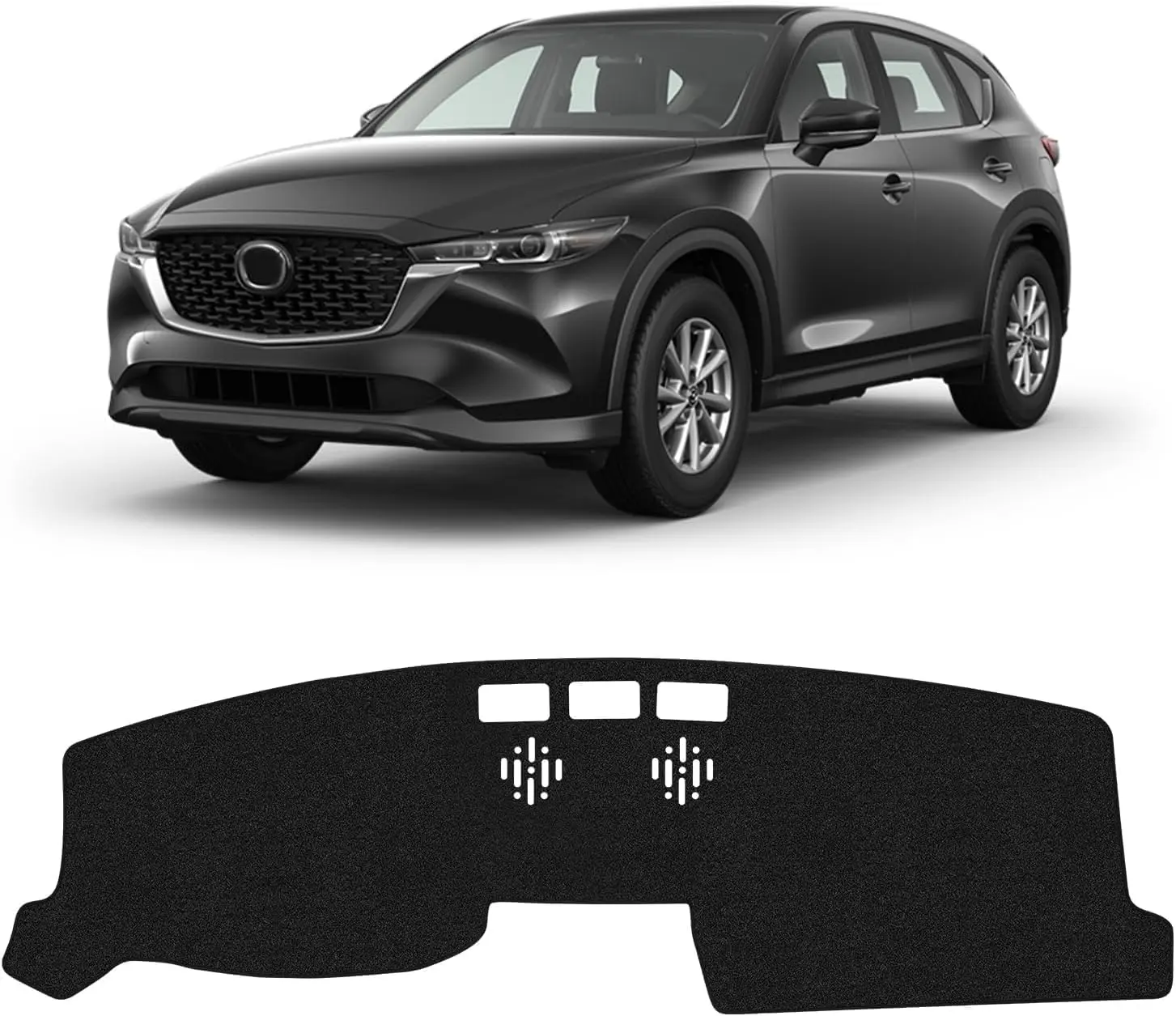 KUST Black Dash Cover for Mazda CX-5 CX5 2017-2024 2025 2026 (Without HUD) Polyester Dashboard Cover Non-Slip Center Console Dash Cover Interior Accessories for Mazda CX5 Sunshade No Glare