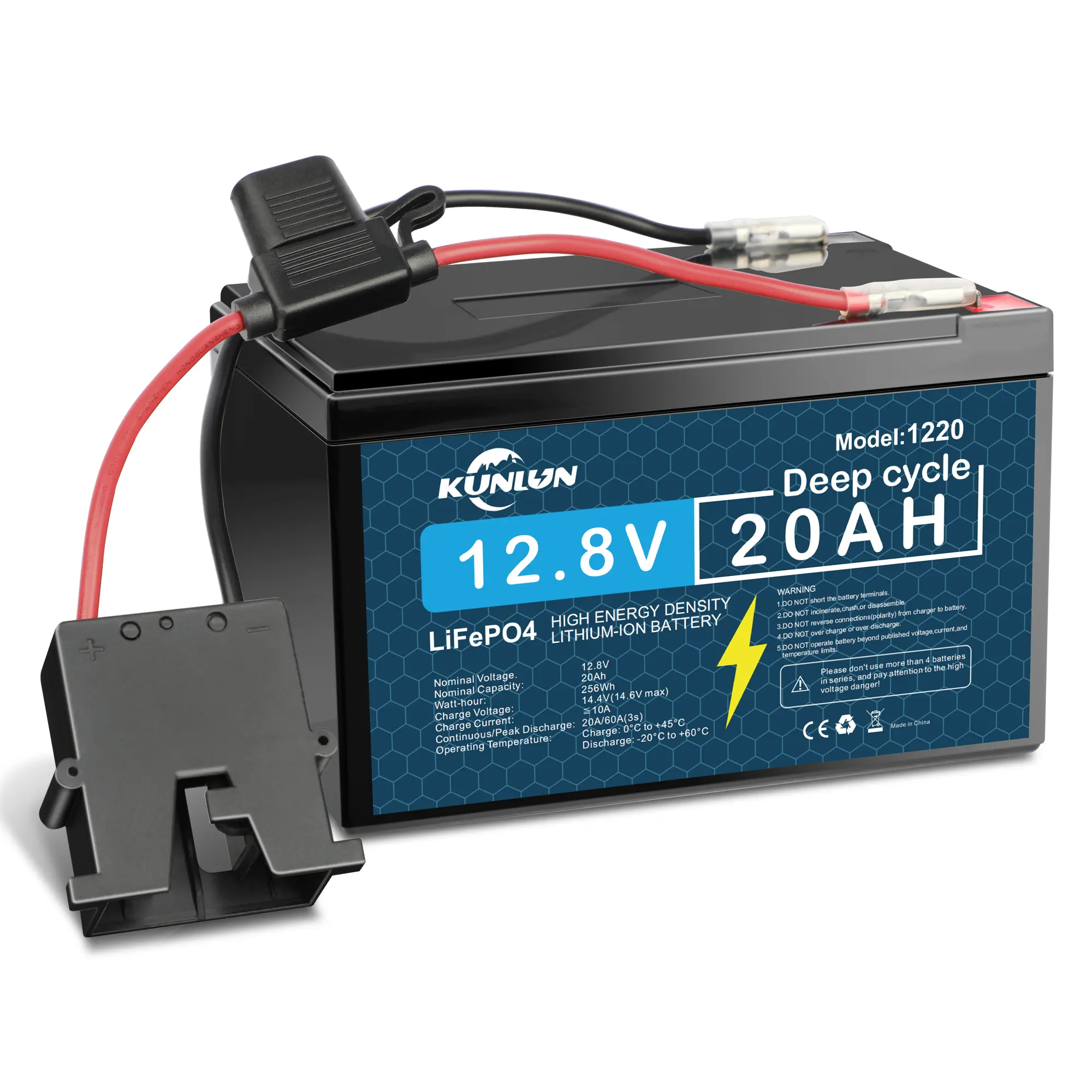 12V 20Ah Lithium LiFePO4 Deep Cycle Batteries, 5000 Cycles Rechargeable Battery for Electric Scooter, Ride On Toy, Lighting, Power Wheel, Fish Finder and More with Built-in 20A BMS