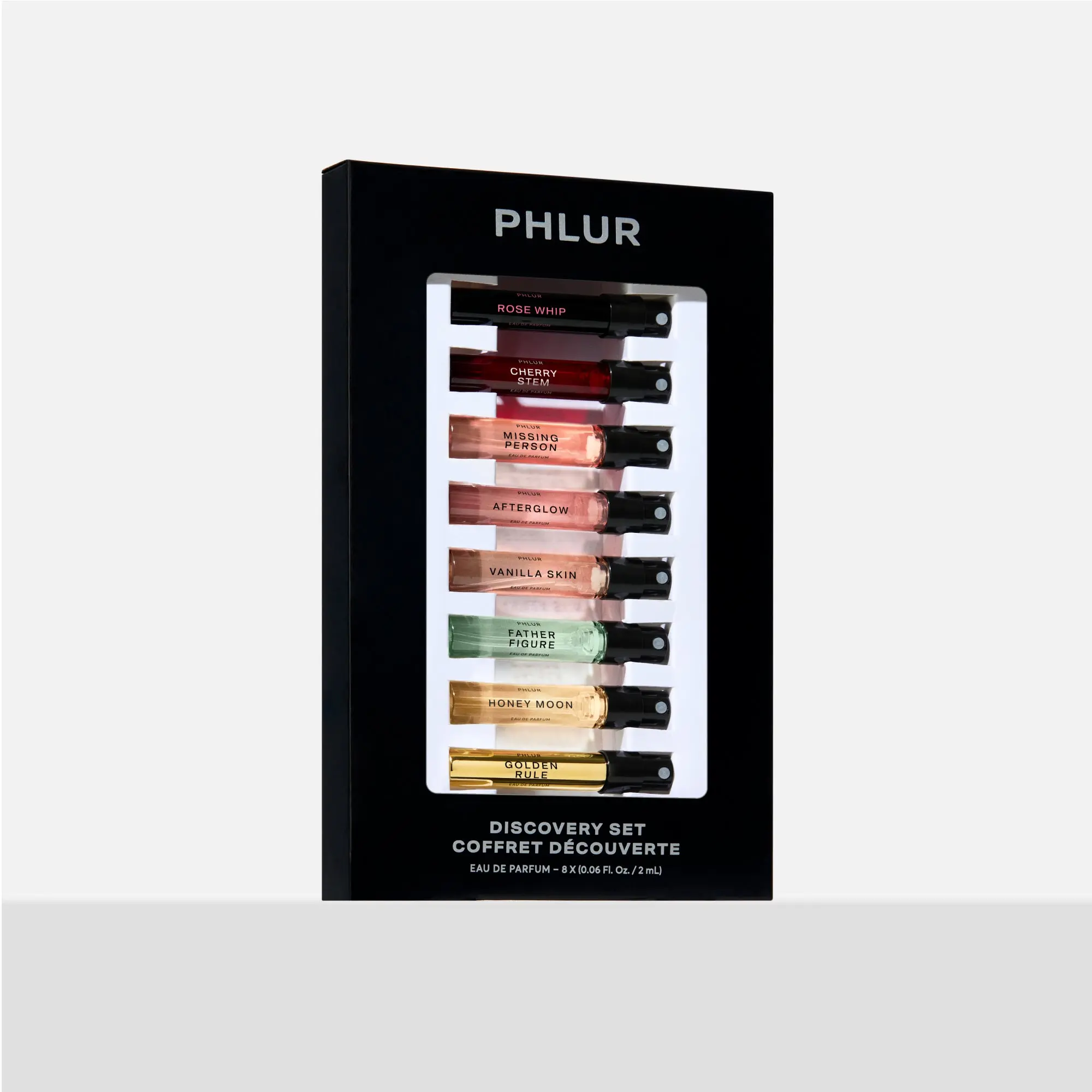 PHLUR Fragrance Discovery Set - 8-Piece Perfume Sampler with Cherry Stem, Honey Moon & Afterglow (8 x 2mL)