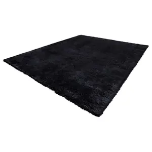 【FathersDayGift】VEVOR Indoor Plush Area Rugs, 8 x 10 ft Soft Plush Carpet, Furry Shag Area Rugs for Living Room, Bedroom, Sunroom, Modern Home Decor Aesthetic, Non-Shedding, Non-Woven, Slip-Resistant, Black