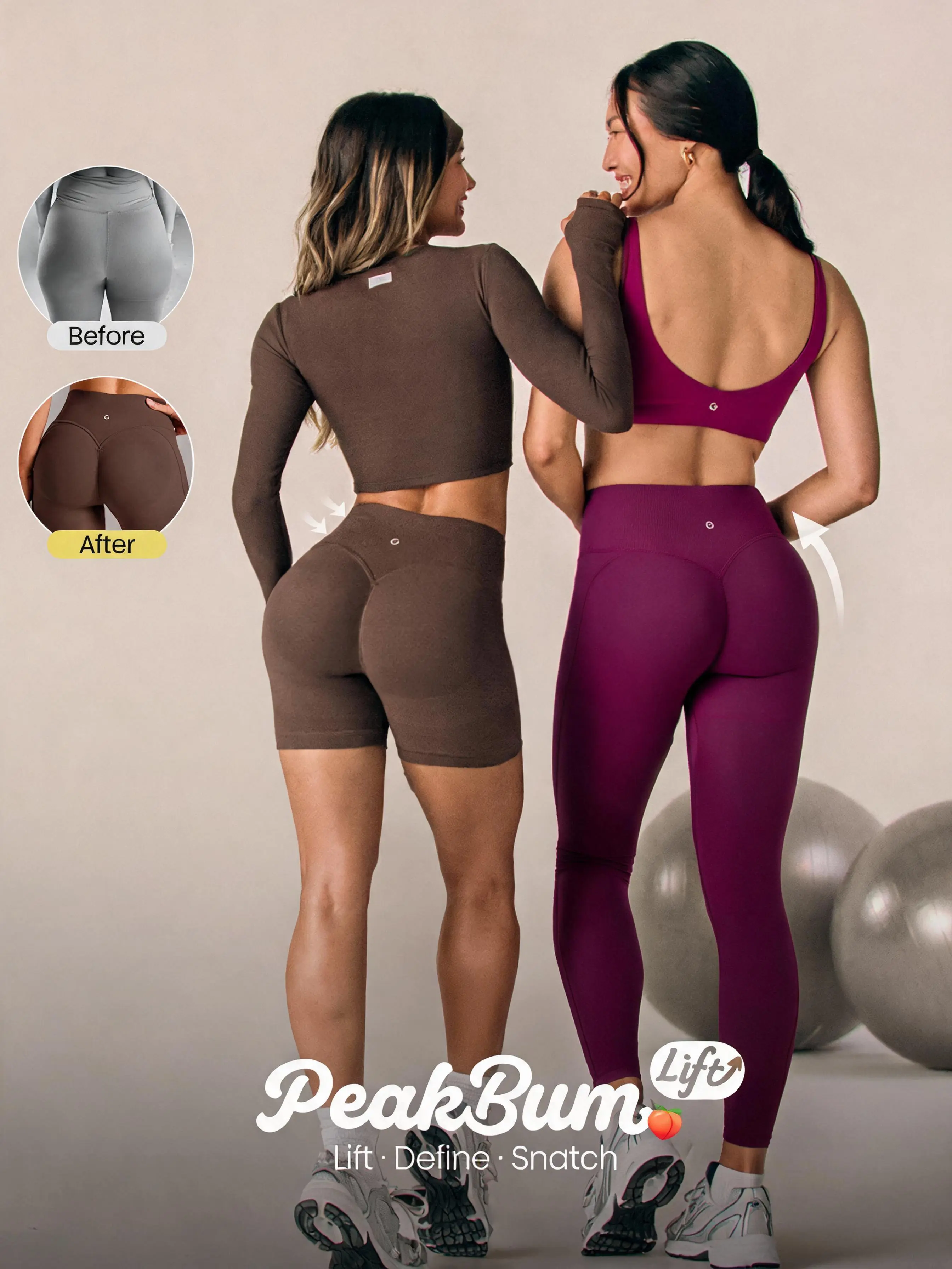 GLOWMODE FeatherFit Sculpt Butt Lifting Collection Leggings/Shorts With Side Pockets Training Running Workout Gym Fitness Wear