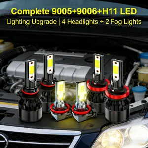 Upgrade 6Pcs LED Headlight Bulbs Combo Fit Toyota Corolla 2009-2013, 9005/9006/H11 Super Bright Kit, 26000LM 6000K Daylight White, 50000Hrs Lifespan, IP68 Dustproof Waterproof