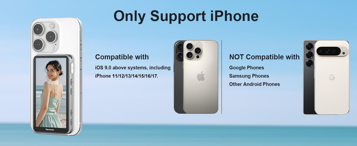 Newmowa Touchscreen Phone Vlog Selfie Monitor Screen, Magnetic Wireless Back Camera Selfie Monitor with Focus Adjustment ONLY for iPhone, Support 4K 30fps Wireless Recording for iPhone 15/16/17 TikTok YouTube Instagram