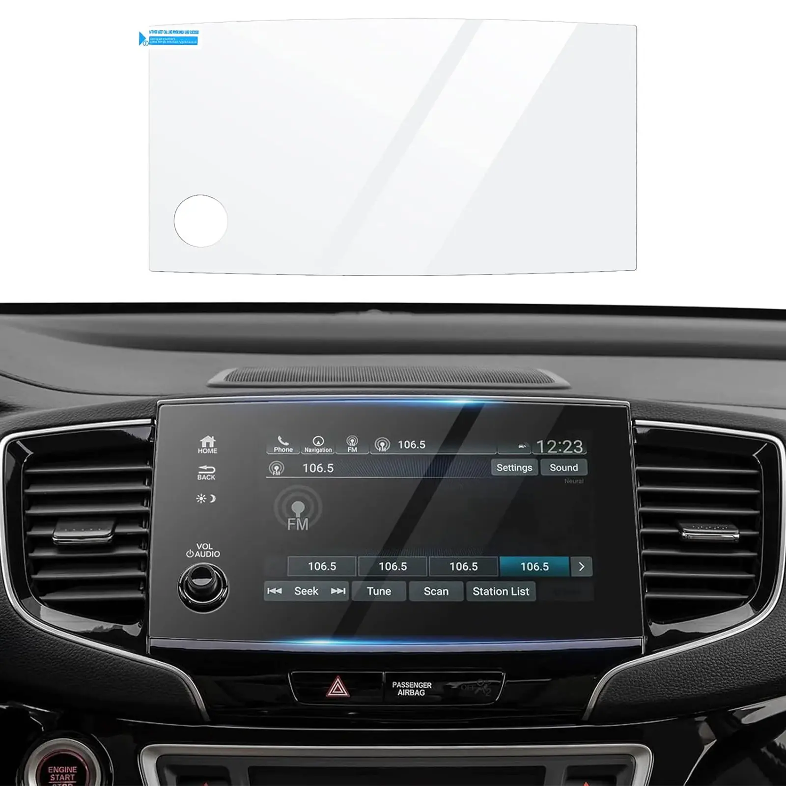 Canvcle Custom Fit 9H Tempered Glass Navigation Touchscreen Protector - 8-in Vehicle Accessory, Self-Adhesive Tech Accessory, High Definition, Easy Installation, Strong Adsorption for 2019-2022 Honda Pilot/Passport, Car Interior Protection Cover