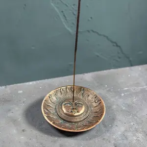 Bronze Colored Sun Incense Stick Burner