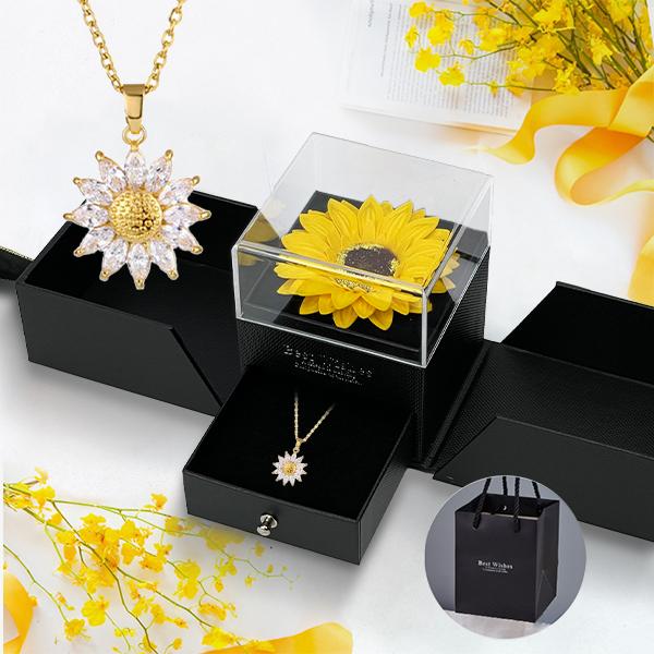 Artificial Sunflower Gifts for Women Her Daughter Girlfriend Wife Mom Friends Sisters Aunt, You are My Sunshine Necklace with Gift Box for Birthday Wedding Mother's Day Xmas Present