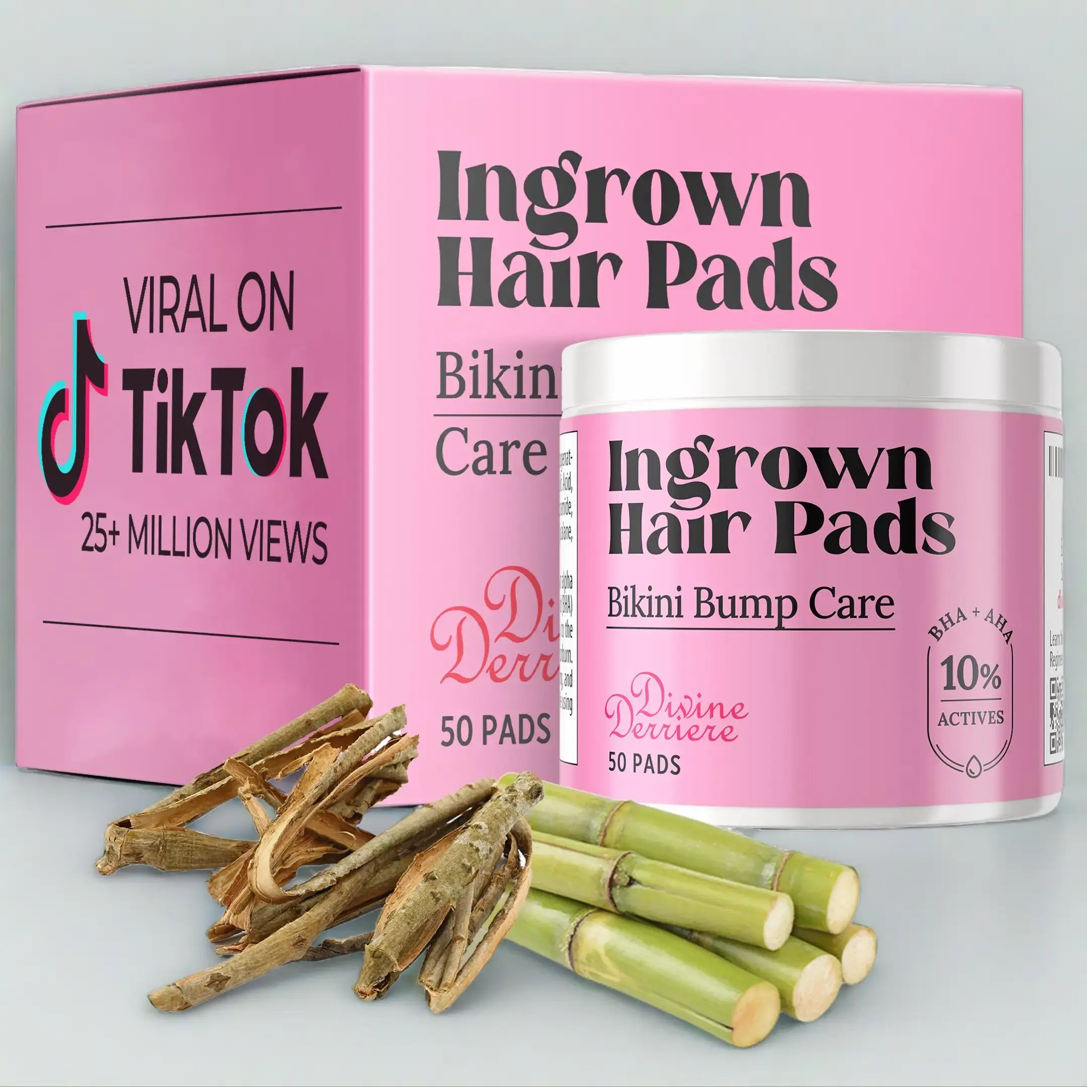 Divine Derriere BEST Ingrown Hair Pads with BHA + AHA Exfoliate to Tend Skin Post Hair Removal, Shaving & Waxing for Razor Bumps, Razor Burns - Ingrown Serum Body Care