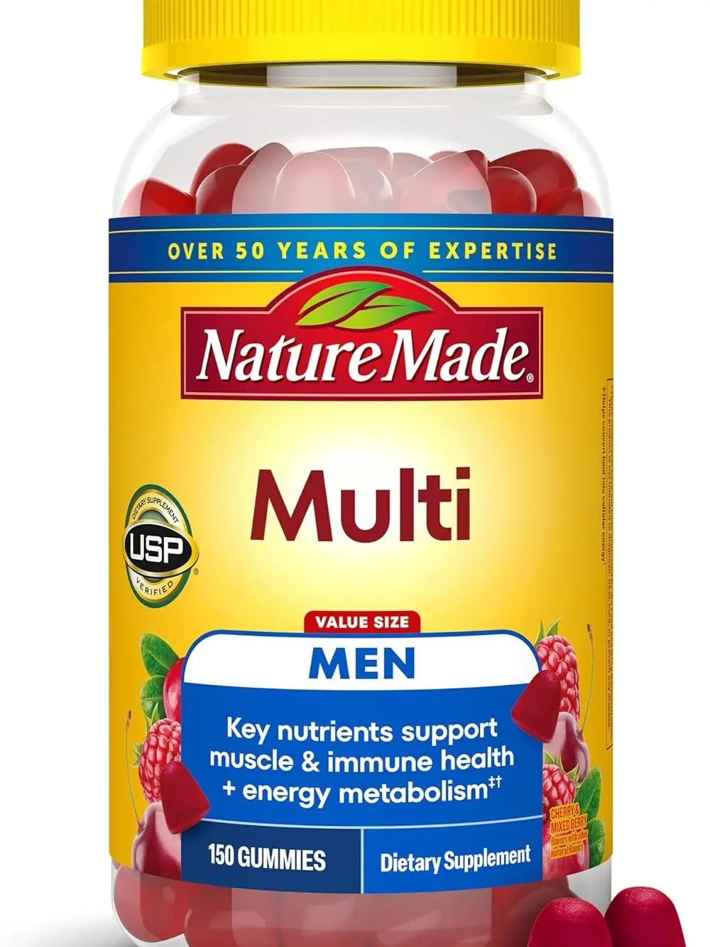 Nature Made Multi for Him, Mens Multivitamins Gummies, Energy Metabolism Support, Multivitamin for Men, 150 Gummy Vitamins and Minerals, 75 Day Supply