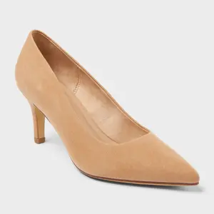 Women's Cindy Mid High Heels Pump with Memory Foam Insole - A New Day Tan 11