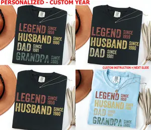 Custom Dad Grandpa Comfort Colors Shirt, Personalized Legend Husband Dad Grandpa Tee, Father’s Day Gift, Custom Year Shirt for Dad
