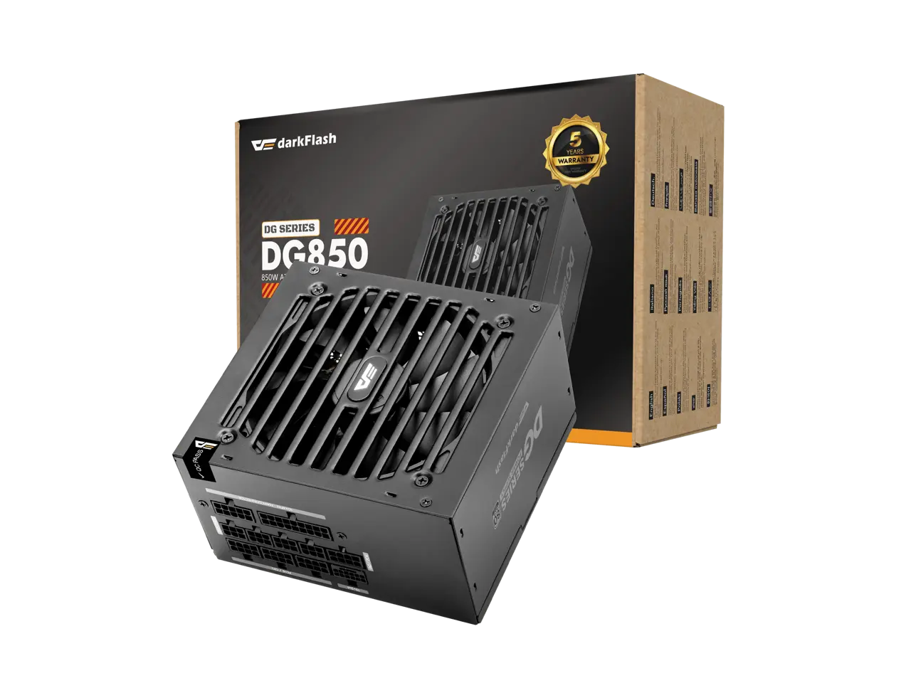 darkFlash DG850 850W Fully Modular ATX Power Supply, 80 PLUS Gold Certified, ATX 3.1 & PCIe 5.1 Ready, Native 12V-2x6 600W Cable, Single +12V Rail, 5-Year Warranty Black