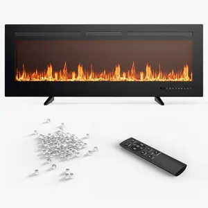 1500W/750W Electric Fireplace Heater – Wall Mount, Recessed Insert & Freestanding, Remote-Controlled Fireplace for Home Heating & Ambiance