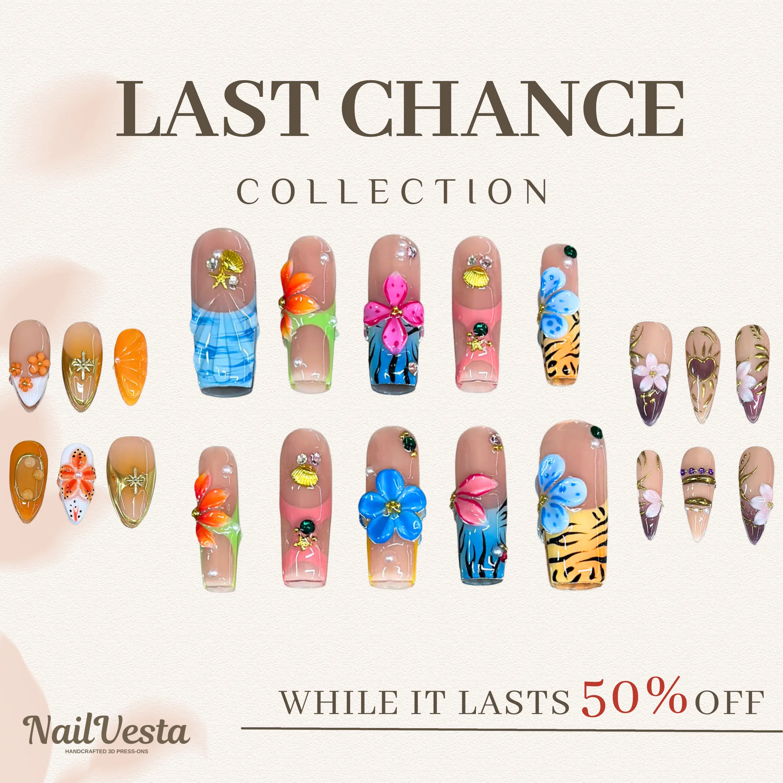 NailVesta LAST CHANCE – 100% Handcrafted 3D Press-On Nails | Reusable, Long-Lasting, Salon-Quality nail art Press On Nails Black