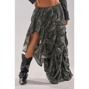 LETS CHANGE IT UP RUCHED MIDI SKIRT IN CAMO LETS CHANGE IT UP RUCHED MIDI SKIRT IN CAMO