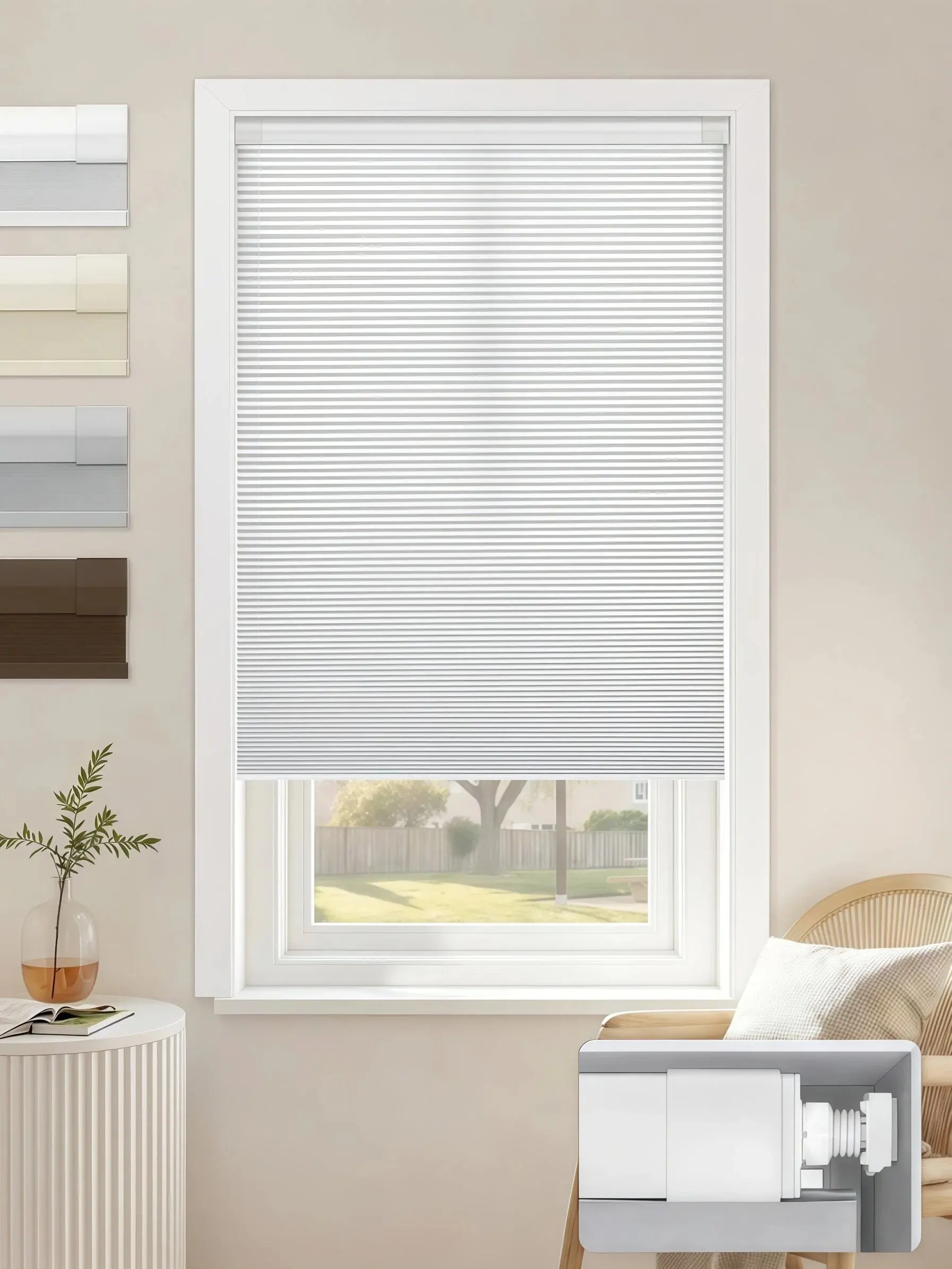 Cordless Blackout Honeycomb Blinds - No Drill, 300+ Sizes, 3m Option, Honeycomb Traps Warmth, Custom Light Blocking, Easy Wipe Clean Window Covering for Bedroom, Nursery, Easy Install Home Upgrade, 3 Metres, 80% Blackout