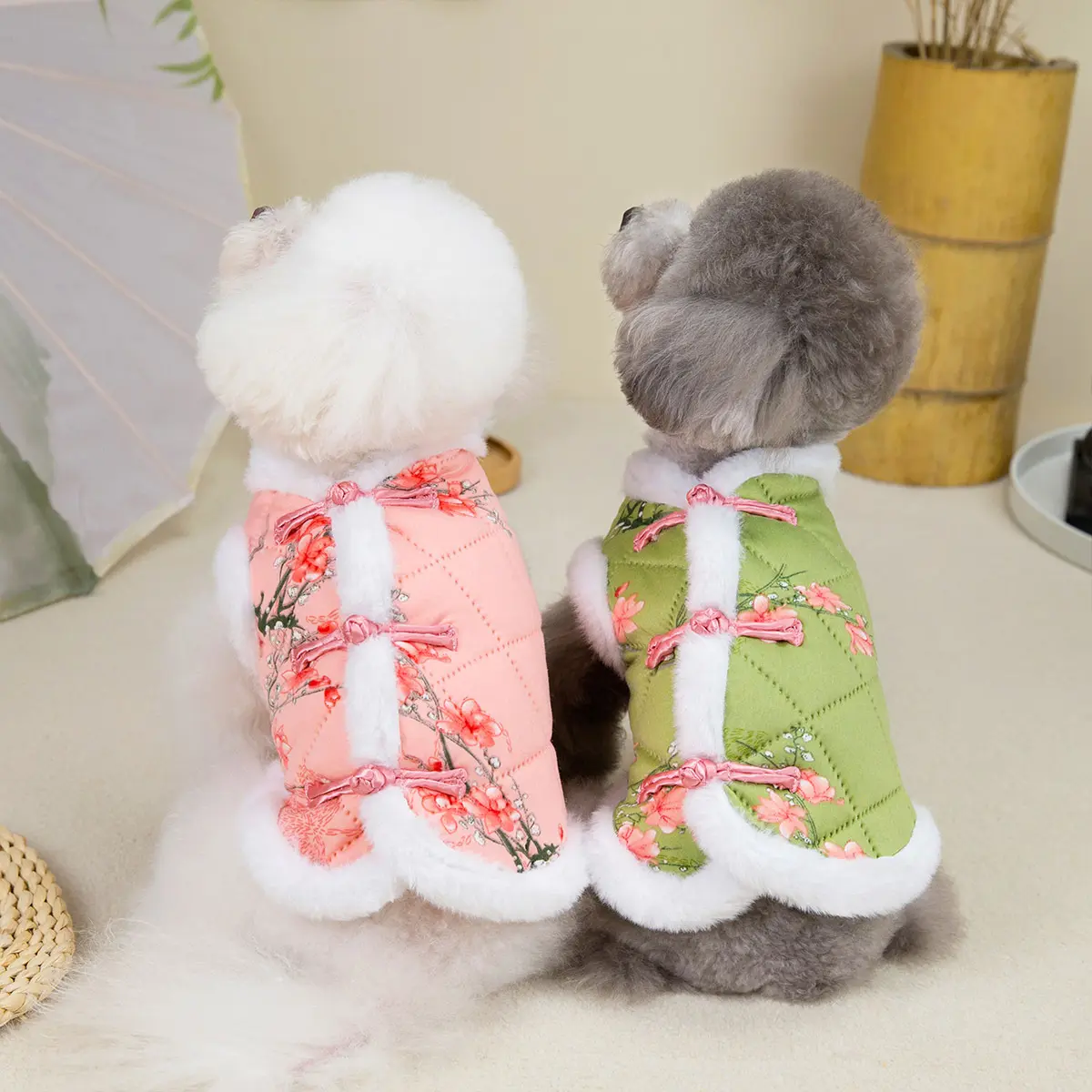 Chinese Style Winter Warm Dog Clothes For Small Dogs Puppy Pet Vest Chihuahua Yorkie Coat Pug Costume