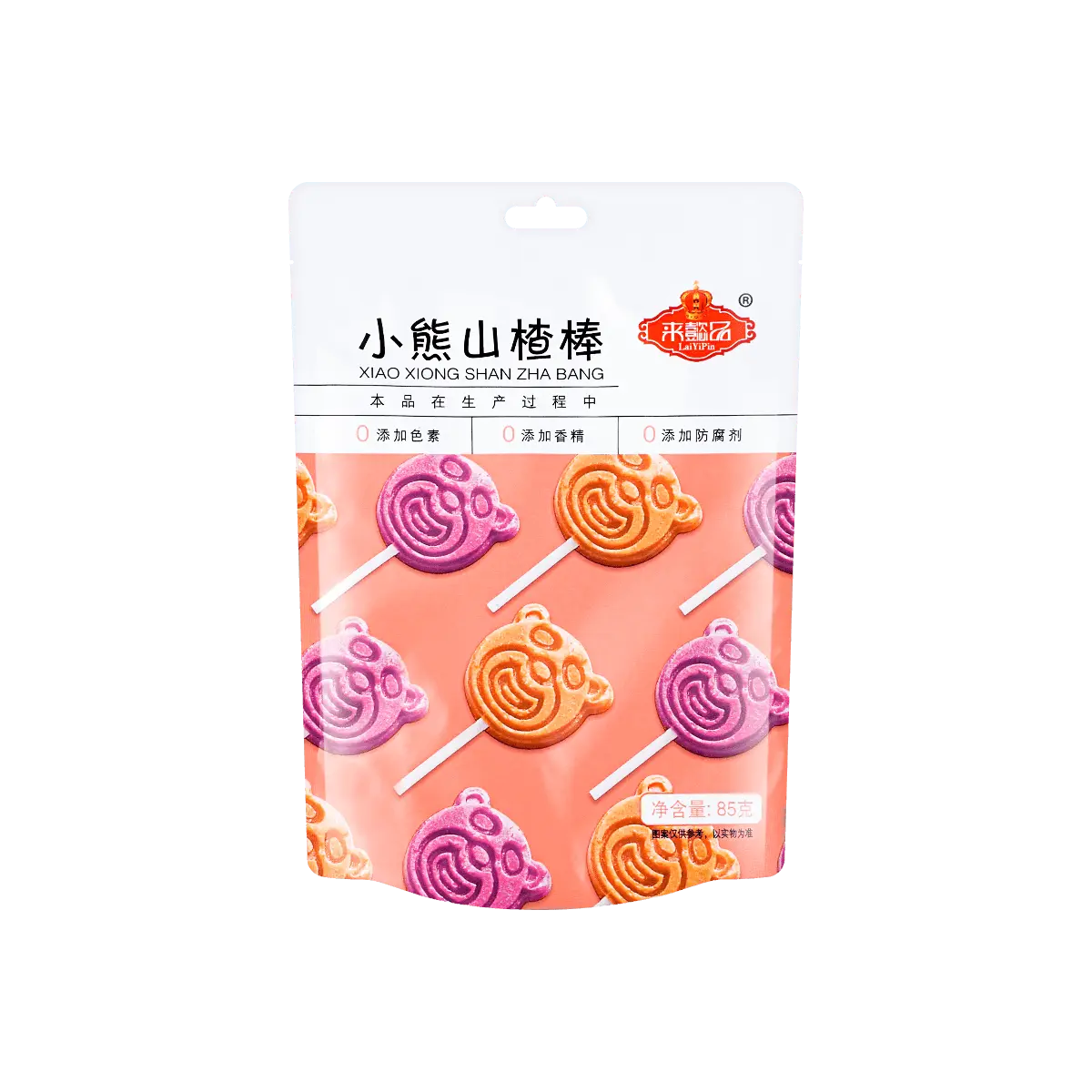 LAIYI PIN Gummy Hawthorn Lollipops 85g - Fun Bear Shape Kids Snacks, Sweet & Sour Fruit Candy for Children