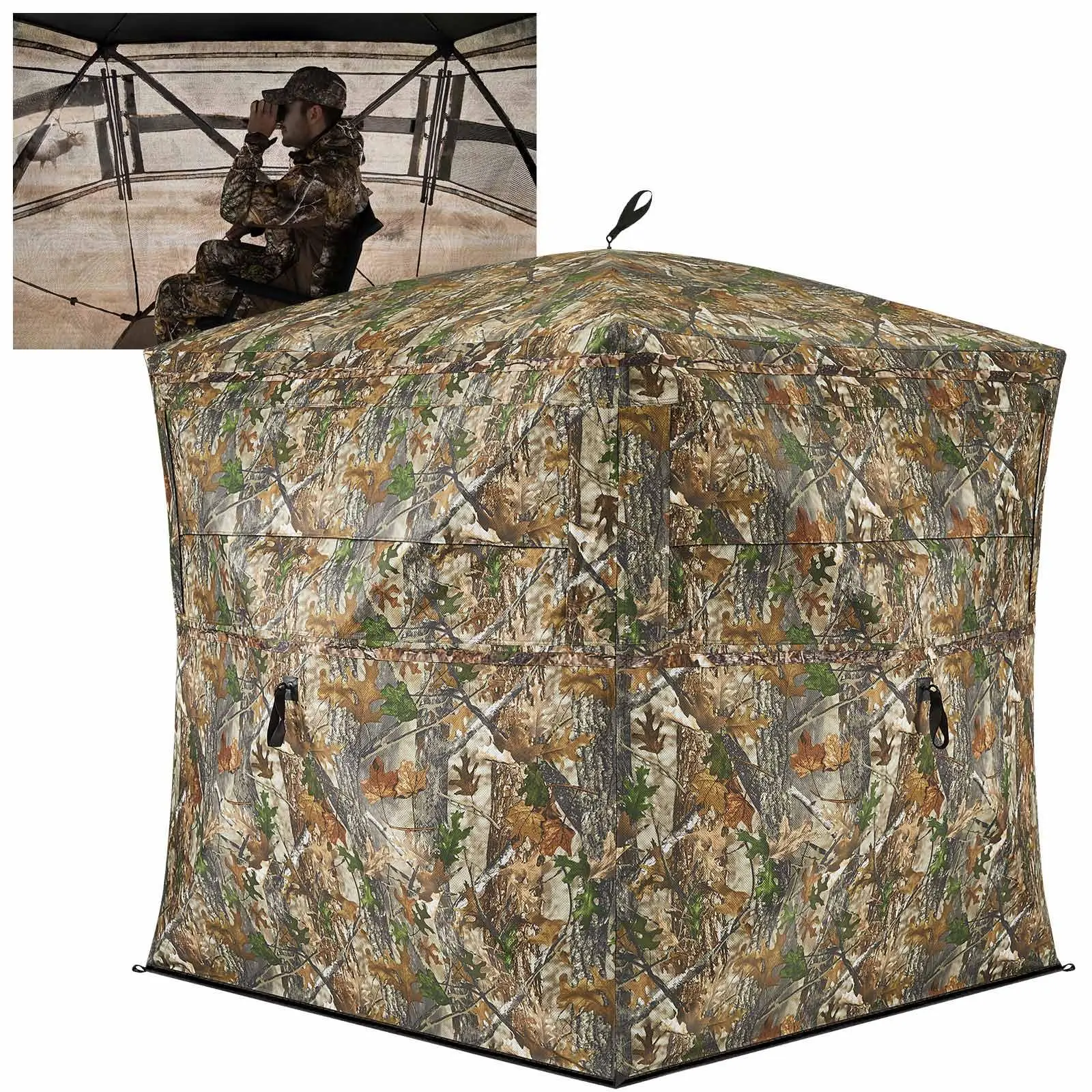 【Tidewe Hunting Winter】TideWe See Through Hunting Blind, 3-4 Person Pop Up Ground Deer Blind Camping Tents Blind Hiking Blind Tents Hiking Equipment