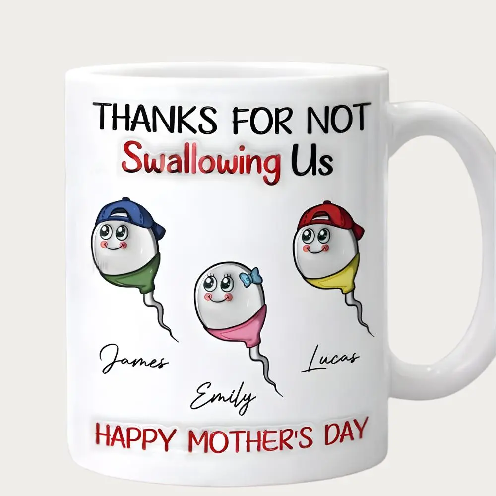 Personalized Mom Mug, Thanks For Not Swallowing Us, Custom Kids Names Mug, Coffee Mug for Mom, Mothers Day Gift, Gift for Mom, Nana, Mama