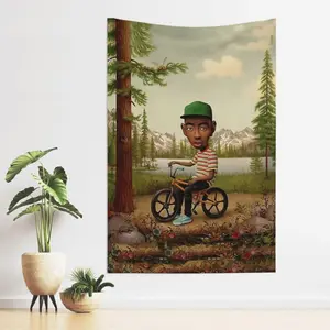 A tapestry featuring a rap artist, designed vertically, suitable for home decoration, living room, bedroom and dormitory use.