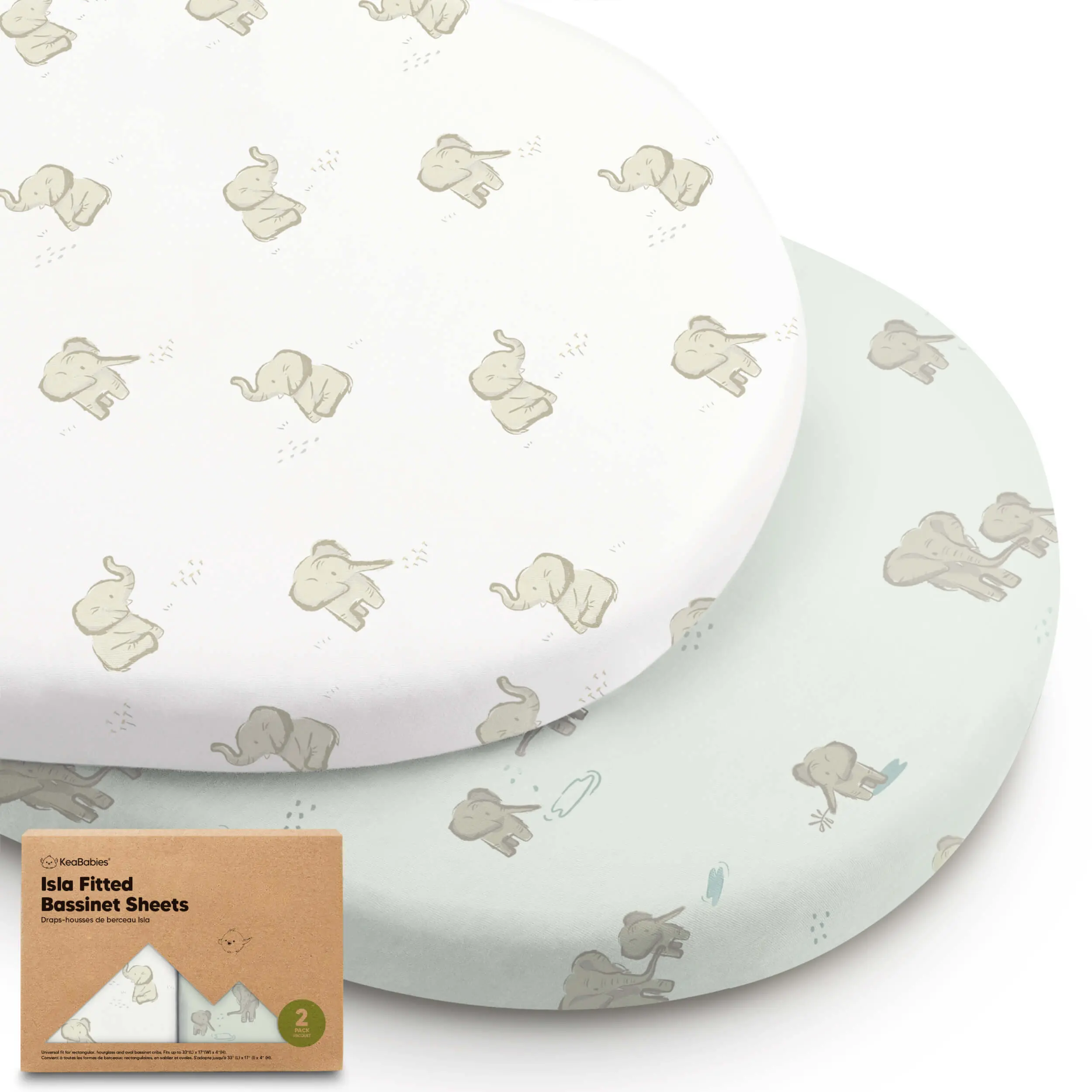 2-Pack Baby Bassinet Sheets Girl, Boy - 33x17 Viscose Derived from Bamboo Bedside Mattress Fitted Bassinet Sheets, Compatible with Halo Bassinest Swivel Sleeper, Baby Delight, Graco