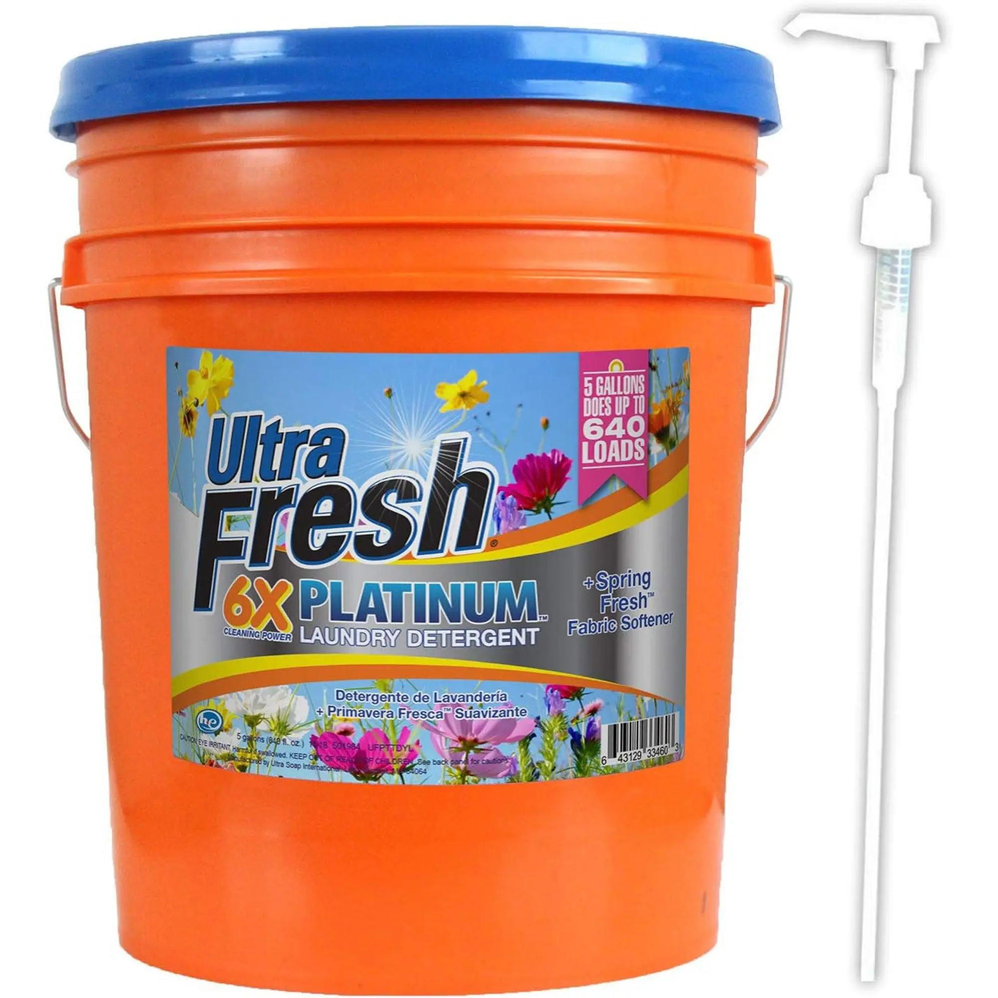 Ultra Fresh 6X Platinum 5 Gal Laundry Detergent w/ Spring Fresh Fabric Softener Cleaning Fragrance