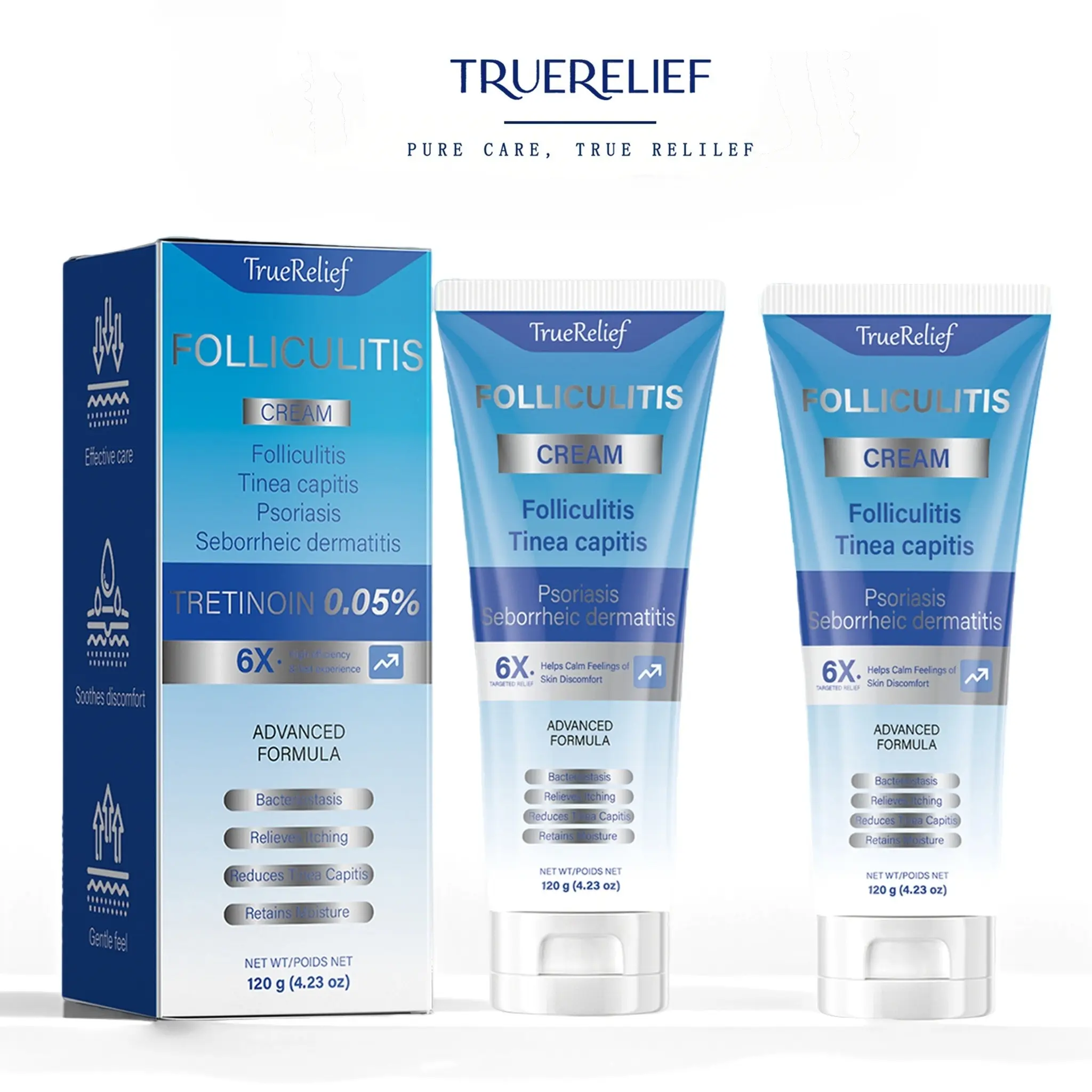 Folliculitis Treatment Cream, Soothing Botanical Moisturizer for Razor Burn, Bumps, and Ingrown Hair, Hydrating Body, Face, and Scalp Care, 120g, Moisturizing, Single Item