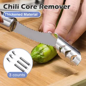 3 Counts chili core remover, efficient seed remover for peppers and vegetables, helps maintain clean and safe food preparation