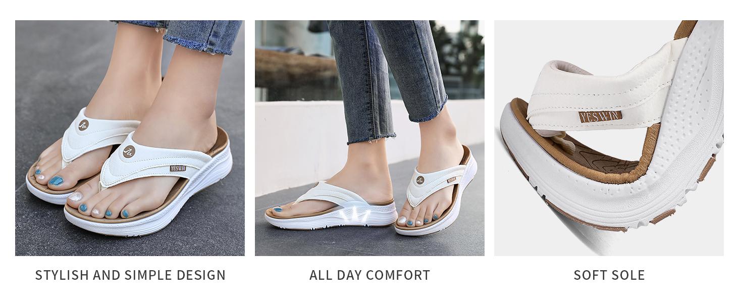 Women's Orthotic Platform Flip Flop with Arch Support Ladies Comfortable Recovery Walking Thong Sandals Slip On Indoor Outdoor for Summer Beach