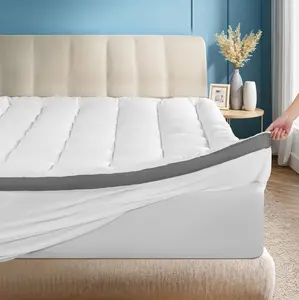 Shilucheng Queen Size Memory Foam Mattress Topper, Ergonomic Support for Back Pain Relief, Breathable Quilted Pad with Deep Pocket Fits 6–18 Inch Mattresses