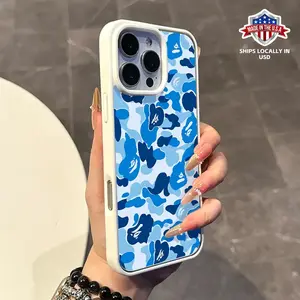 Light blue camouflage Patterned magnetic MagSafe quick-release protective case, suitable for iPhone 17/16 Pro Max, 15 Pro, 14, 13, 12 Mini, 11, XR, XS Plus, SE, shockproof and anti-slip, ultra-thin silicone transparent acrylic protective case