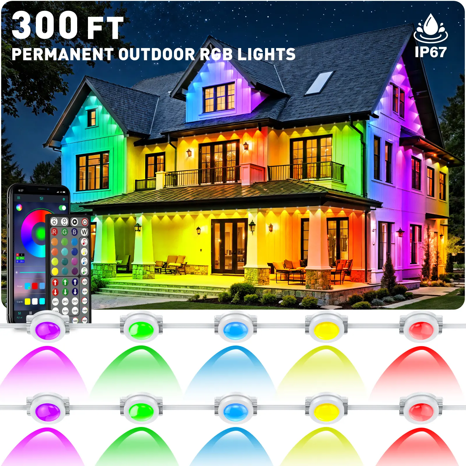 Permanent Outdoor Lights Waterproof with Smart App Control Remote,DIY Scene Modes,Music Sync hronization,Eaves Lights for Garden Decor,Deck,Christmas livingroommakeover tiktokshopbacktoschool