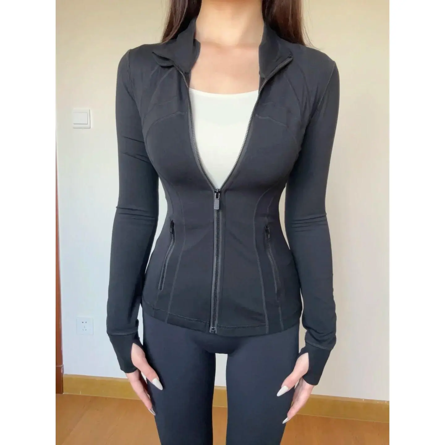 Black stand up collar jacket