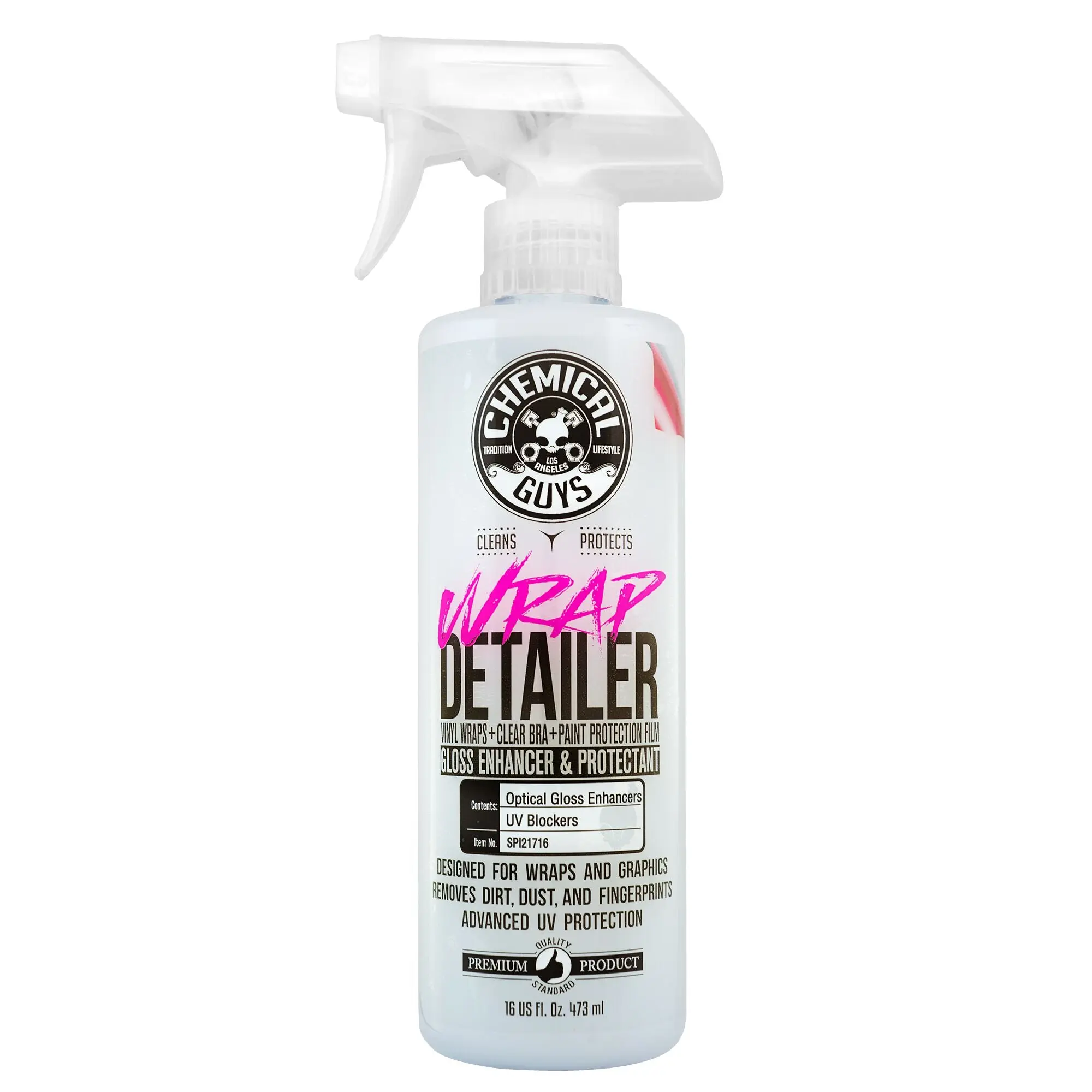 CHEMICAL GUYS Wrap Detailer Quick Detailer & Protectant for Vinyl Wraps – Spray-On Formula Cleans, Shines & Protects Glossy Vinyl Wraps, Clear Bras & Printed Graphics, Blocks UV Rays to Prevent Fading & Yellowing, Leaves Streak-Free Finish, Glossy Vinyl S