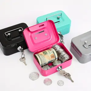 Metal Lock Storage Box with Security Key, Portable Anti-Theft Safe for Home Office Travel, Compact Jewelry Money Organizer, Durable Gift for Teen Girls Safe Deposit Box Mechanical Safe Box