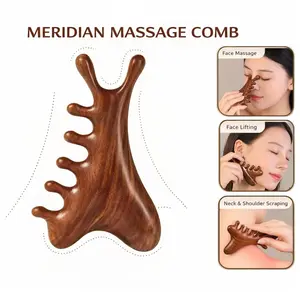 4IN1 Multi-Functional Wooden Massage Comb for Scalp, Face, and Nose Massage, Natural Massage Tool