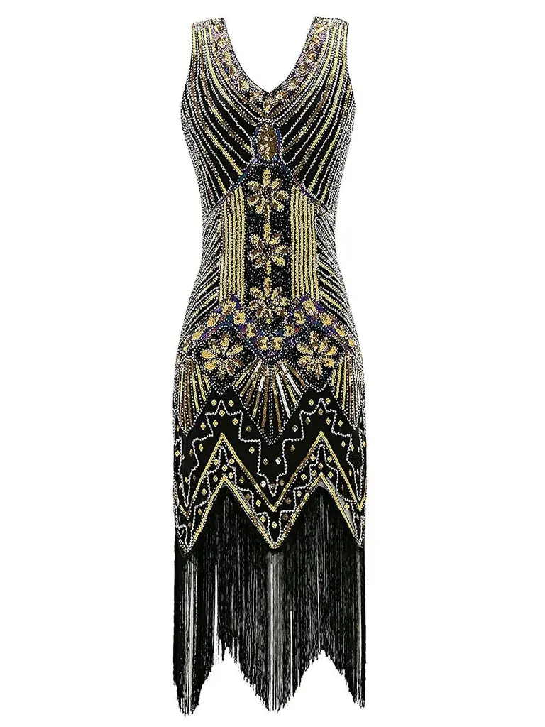 RETRO STAGE Women's 1920s Vintage Gold Sequin Sleeveless Tiered Fringe Flapper Dress - Formal Going Out Party Fit Outfit of the Night for Cocktail Parties, Dancewear, Night Out Clothes For Women, Zipper, Dancing, Going Out Outfit, Flapper Look