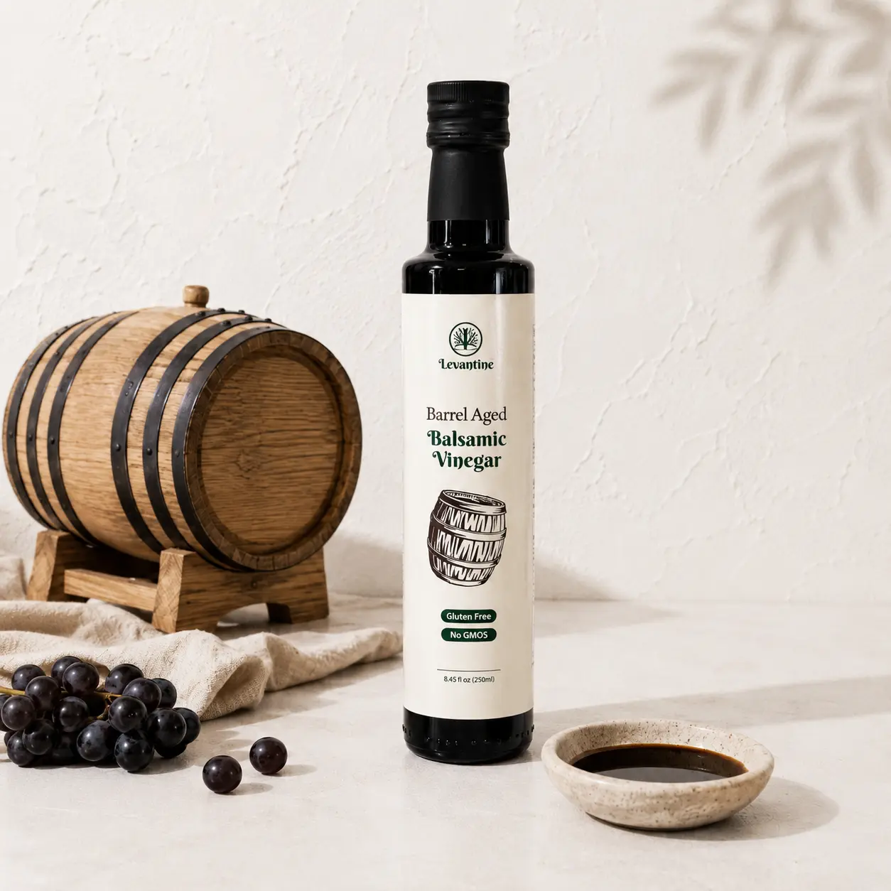 Levantine Barrel Aged Balsamic Vinegar - Grape-Based, Natural Ingredients, Classic Flavor, Time-Honored Tradition